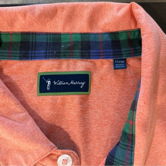 William Murray Coral Golf Polo XL Tartan Trim Like New - Picture 3 of 8